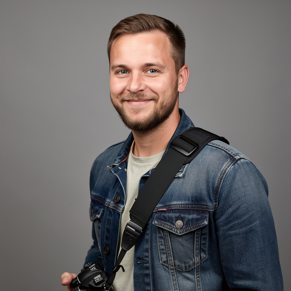 Portrait of a young Danish male photojournalist